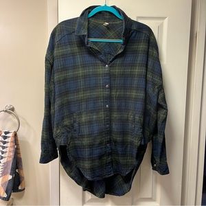Free People Oversized Distressed Plaid. Size Medium.